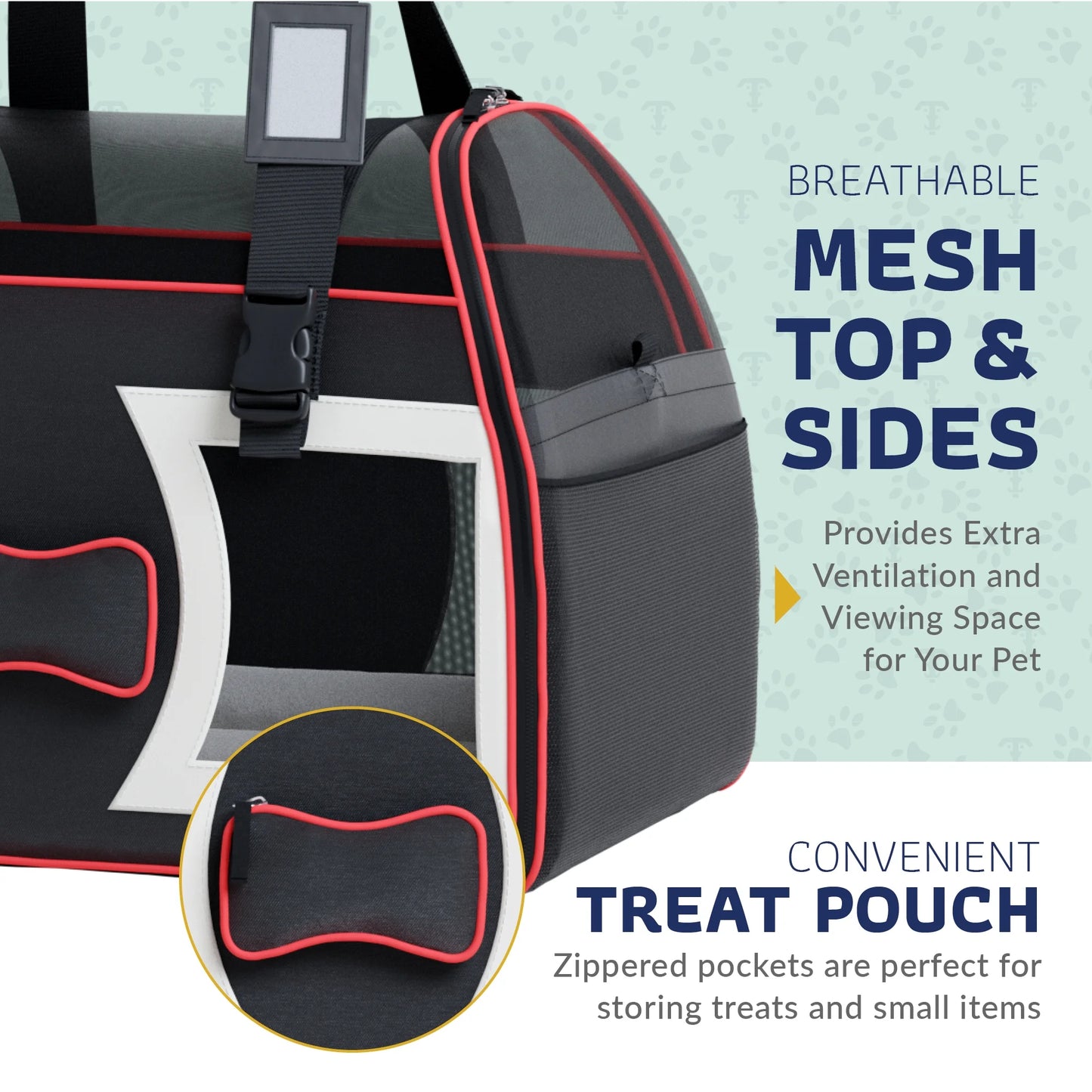 Bone Cruiser Pet Carrier Removable Wheels Telescopic Handle Airline Approved (Black and Red) Pack 1