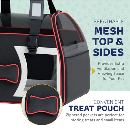 Bone Cruiser Pet Carrier Removable Wheels Telescopic Handle Airline Approved (Black and Red) Pack 1